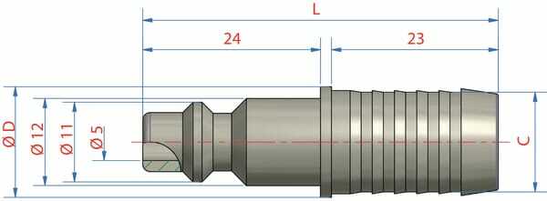 Pièces agricoles - Pièce pneumatique - Raccord rapide à sertir 6mm male