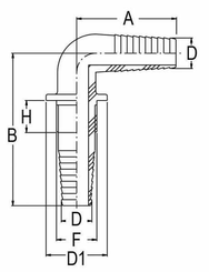 Pièces agricoles - Pièce Pulvérisateur - Passe-cloison 90° 1/2"