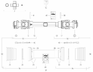 Pièces agricoles - Transmission - Arbre de transmission S8 L : 1210mm, Bondioli&Pavesi