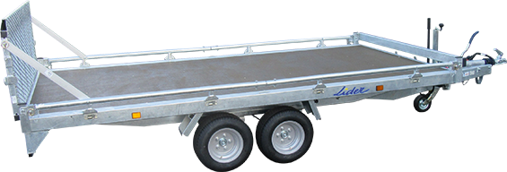 Materiels - Remorque voiture - PLATEAU ROUES DESSOUS 355x180 freiné 2 essieux PTAC 2000 kg