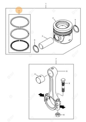 Pièces agricoles - Pieces moteur - serie fasce elast.