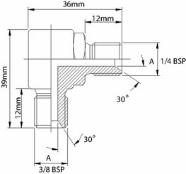 Pièces agricoles - Hydraulique - Union mâle BSP1/2 - MC1/2-90°