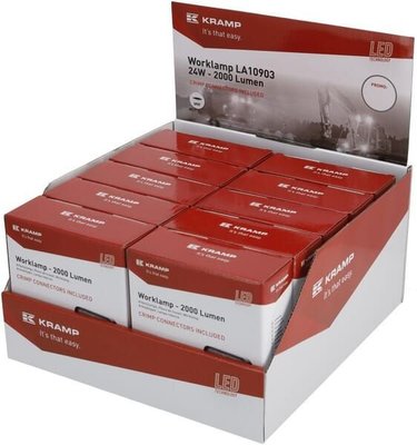 Pièces agricoles - Eclairage - Phare de travail LED, 24W, 2000lm, carrée, blanche, 107x52x136mm, spot, Kramp (boîte de 10 pièces)