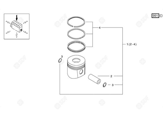 Pièces agricoles - Pieces moteur - JEU DE SEGM.PISTON Deutz-Fahr origine