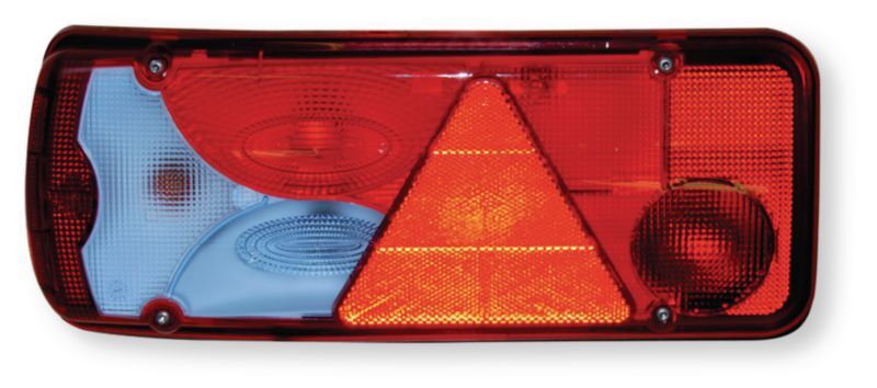 Automobile - Consommables et accessoires auto. - Feu arrière complet multifonctions droit avec triangle et verre bleu (par 1)