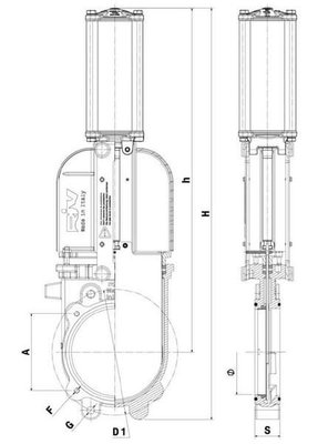 Pièces agricoles - Hydraulique - Vanne à guillotine 8" GLADIO pneumatique avec capteurs
