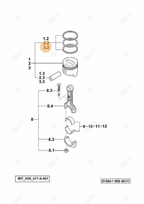 Pièces agricoles - Pieces moteur - JEU DE SEGM.PISTON Deutz-Fahr origine
