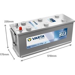 Pièces agricoles - Eclairage - Battery 12V 120Ah 760A I16 VARTA Promotive SLI