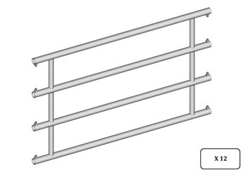 Materiels - Cage de contention - PACK DE 12 ARRIERES DOUBLEX EX4  L.1.90M