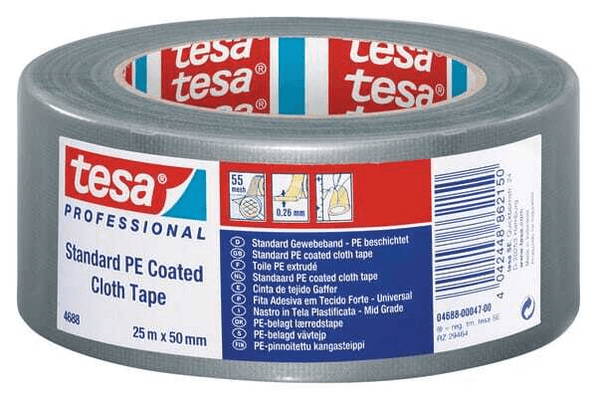Chimie - Chimie divers - Ruban, tissu, enduit de PE standard, gris, 25m x 50mm, TesaBAND®