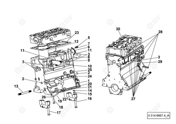 Pièces agricoles - Pieces moteur - CHEMISE/F+øT 3040E & 3042E Deutz-Fahr origine
