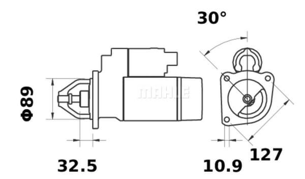 Pièces agricoles - Eclairage - Démarreur 12V, 3.2kW, 10 dents, CW, avec réducteur, Mahle