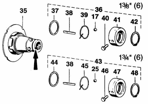 Pièces agricoles - Transmission - Moyeu 1-3/8-6pcs