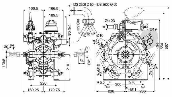 Pièces agricoles - Pièce Pulvérisateur - Pompe haute pression à piston et membrane IDS 2200 MM
