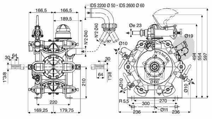 Pièces agricoles - Pièce Pulvérisateur - Pompe haute pression à piston et membrane IDS 2200 MM