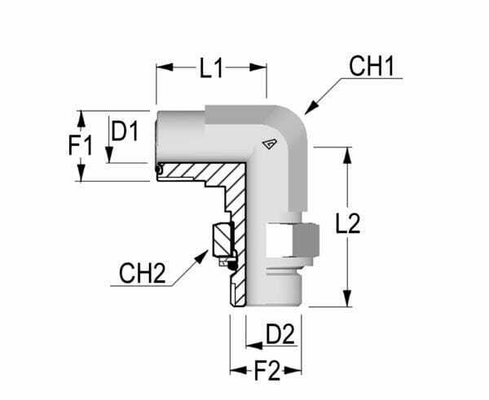 Pièces agricoles - Hydraulique - Raccord coudé ORFS 9/16-MG1/8