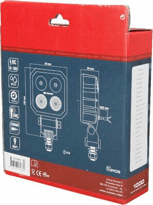 Pièces agricoles - Eclairage - Phare de travail LED x2 carré 9W 1000lm 10/30V bleu 90x4 LED