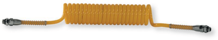 Flexible spiralé jaune pneumatique polyuréthane avec adaptateurs 16x150 longueur 4m étirement max 4,8m 21 spires de diamètre 75m