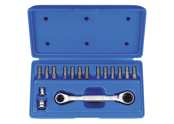 Outils - Outils divers - Coffret clé à cliquet porte-embout + 13 embouts