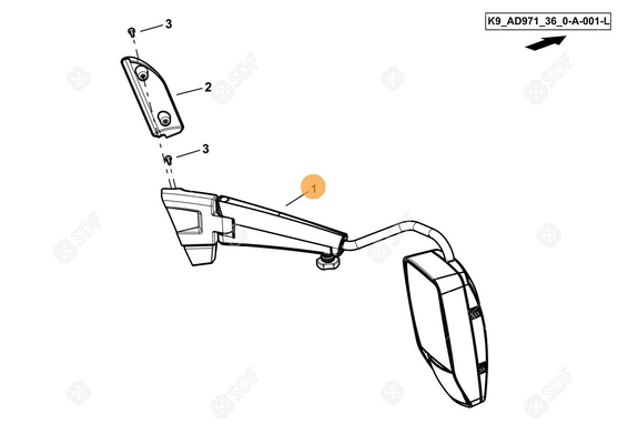 Pièces agricoles - Cabine et structure - RH ELECT.REAR MIRROR