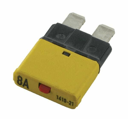 Pièces agricoles - Eclairage - Fusible réinitialisation manuelle thermique 28V 8A longueur 34,4mm orange E.T.A