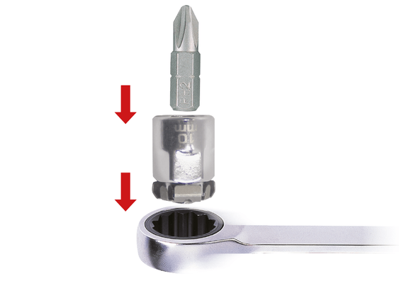 Outils - Outils divers - Adaptateur embouts sur clé mixte à cliquet 10mm