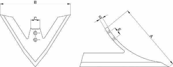 Pièces agricoles - Travail du sol - Ailette 335x8 p45/55 m12