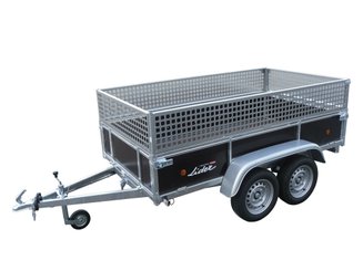 Materiels - Remorque voiture - REMORQUE COTES BOIS 251x133x40 jantes noires 2 essieux PTAC : 500 kg partiellement démontée