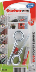 Pièces agricoles - Fasteners - Chevilles tous matériaux DuoPower 8x40 avec crochet œillet / Blister de 2