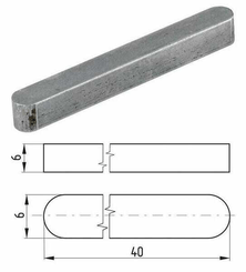 Pièces agricoles - Fasteners - Clavette parallèle à bouts arrondis 6 x 6 x 40