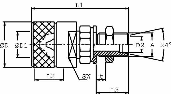 Pièces agricoles - Hydraulique - Coupleur à visser mâle M26x150