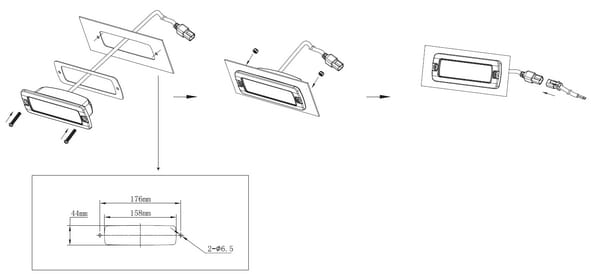 Pièces agricoles - Eclairage - Lampe de travail indirecte LED, 30W, 2880lm, rectangulaire, 12/24V, blanc, 157x49,7x60mm prise Deutsch, faisceau étroit, 6LED