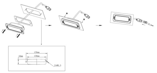Pièces agricoles - Eclairage - Lampe de travail indirecte LED, 30W, 2880lm, rectangulaire, 12/24V, blanc, 157x49,7x60mm prise Deutsch, faisceau étroit, 6LED