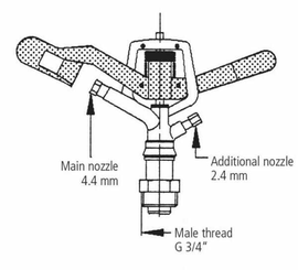 Pièces agricoles - Hydraulique - Arroseur tournant V35 mâ 3/4"