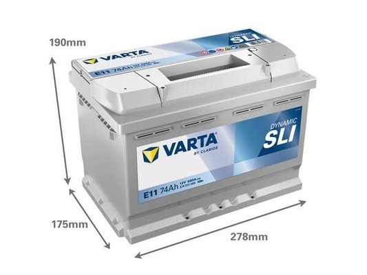 Pièces agricoles - Eclairage - Battery 12V 74Ah 680A E11 VARTA Dynamic SLI