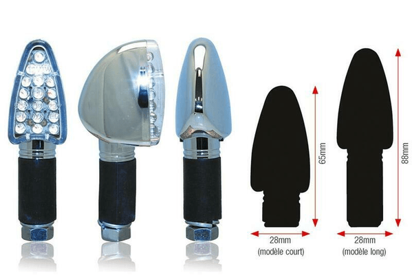 Pièces Quad & Motos - Equipement véhicule - Clignotants BIHR Triangle LED court chrome universel