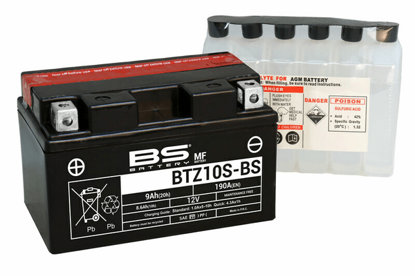 Pièces Quad & Motos - Electrique - Batterie BS BATTERY sans entretien avec pack acide - BTZ10S-BS