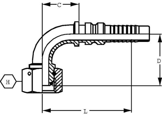 Pièces agricoles - Hydraulique - Raccord à sertir 4SH-DN32-1,1/4" BSP-90°