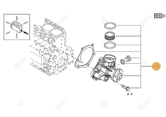 Pièces agricoles - Pieces moteur - POMPE A EAU Deutz-Fahr origine