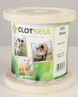 Pièces agricoles - Cloture,Jardin & Sylviculture - CLOFIX 200 M- 2 FILS ACIER 0.50 GALVA 75 GR