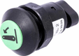 Interrupteur poussoir, relevage, rond, vert