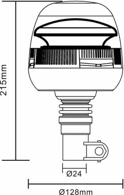 Pièces agricoles - Eclairage - Gyrophare LED, 24W, 12-24V, ambre, montage sur poteau flexible, Ø 128mm x215mm, Kramp