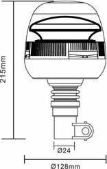 Pièces agricoles - Eclairage - Gyrophare LED, 24W, 12-24V, ambre, montage sur poteau flexible, Ø 128mm x215mm, Kramp