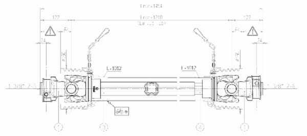 Pièces agricoles - Transmission - Arbre de transmission S8 L : 1210mm, Bondioli&Pavesi