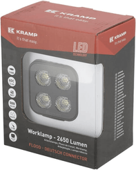 Pièces agricoles - Eclairage - Lampe de travail LED, 40W, 2650lm, carrée, 12/24V, blanc, 70,1x126,6x49,7mm prise Deutsch, faisceau large, 8LED