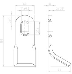 Pièces agricoles - Aménagements paysagers - Fléau coudé 40x107mm adapté pourFerri