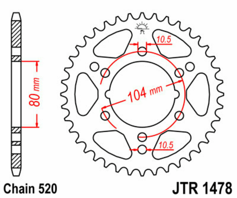 Pièces Quad & Motos - Partie Cycle - Couronne JT SPROCKETS acier standard 1478 - 520