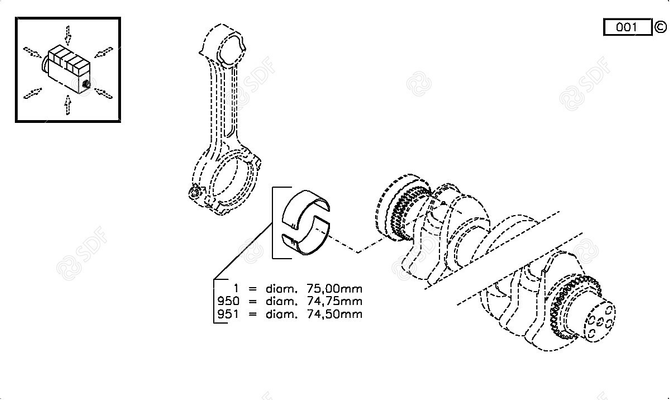 Pièces agricoles - Pieces moteur - COUSSINET DE BIELLE Deutz-Fahr origine