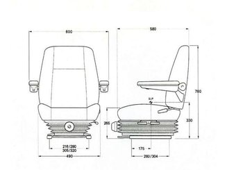 Pièces agricoles - Pièce divers - Siège KAB 411 pour camion, suspension mécanique en tissu