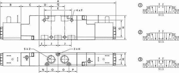 Pièces agricoles - Pièce pneumatique - Vanne magnétique 5/3 1/8"-PC